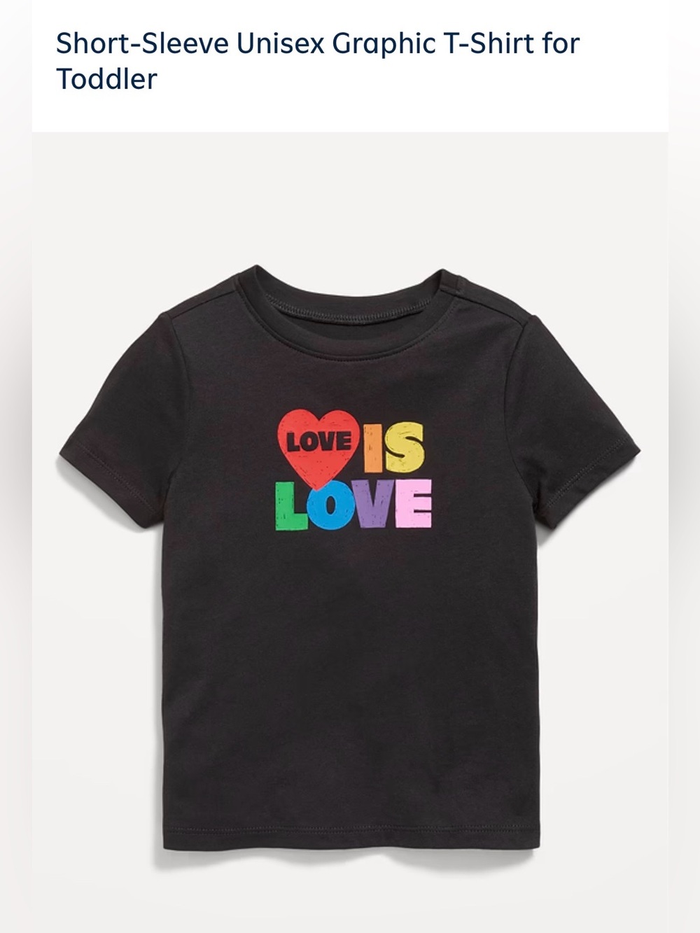 18-24m Old Navy Black Tee Rainbow "LOVE IS LOVE" Graphic unisex pride vibe shirt